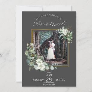 Convite Foto de Casamento Personalizada Minimalista Eucali