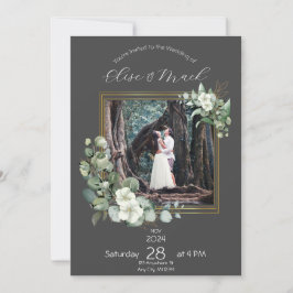 Convite Foto de casamento personalizado minimalista Eucaly