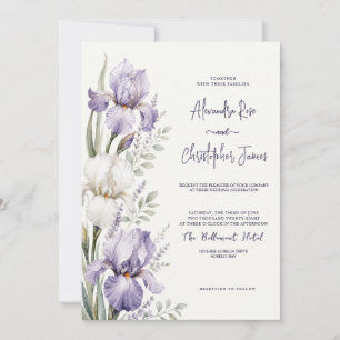 Convite Foto de casamento romântico com jardim de íris em