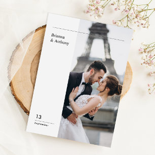Convite Foto de casamento simples e minimalista de destino