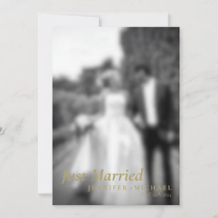 Convite Foto de casamento simples Navy Gold recém-casados