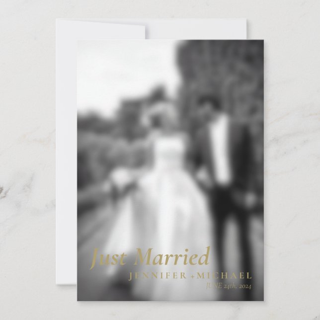 Convite Foto de casamento simples recém-casados em azul-ma (Frente)