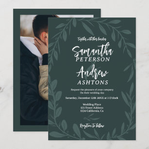 Convite Foto de casamento verde em um elegante inverno mar