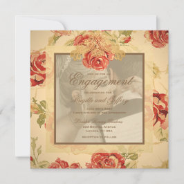 Convite Foto de casamento vintage em tons de rosa vermelha