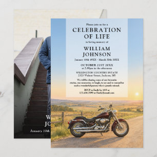 Convite Foto de Celebração da Vida com Aquarela de Motocic
