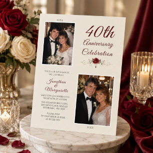 Convite Foto de Celebração de 40 Anos de Casamento