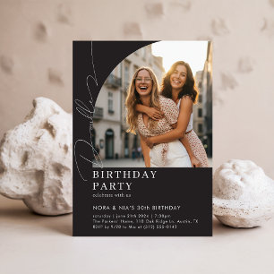 Convite Foto de Celebração de Aniversário de Juntas Gêmeas