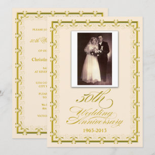Convite Foto de Celebração de Bodas de Ouro dos 50 Anos