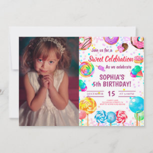 Convite Foto de Celebração de Doce de Aniversário da Ca