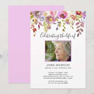 Convite Foto de Celebração de Vida Útil Floral de Water