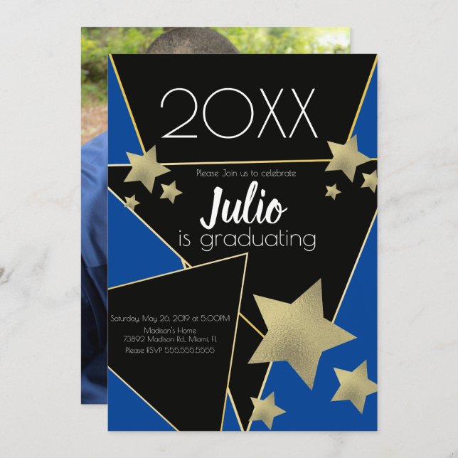 Convite Foto de Celebração do Segundo grau da Graduação Un (Frente/Verso)