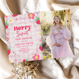 Convite Foto de Chá de Bebê de Morango Doce de Verão