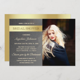 Convite Foto de Chá de panela de prata e folha de ouro de 