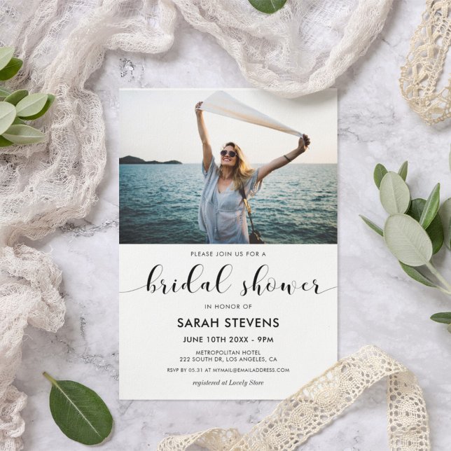 Convite Foto de chá de panela preto e branco legante (Criador carregado)