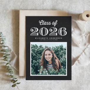 Convite Foto de Chalkboard Retro Turma de 2024 Formatura