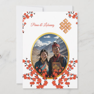 Convite Foto de Cherry Blossom Tibetan Wedding