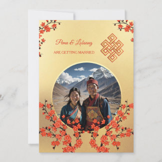 Convite Foto de Cherry Blossom Tibetan Wedding