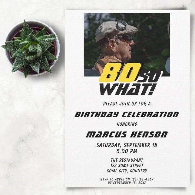 Convite Foto de Citação Engraçada 80 e Tal para Aniversári (Criador carregado)