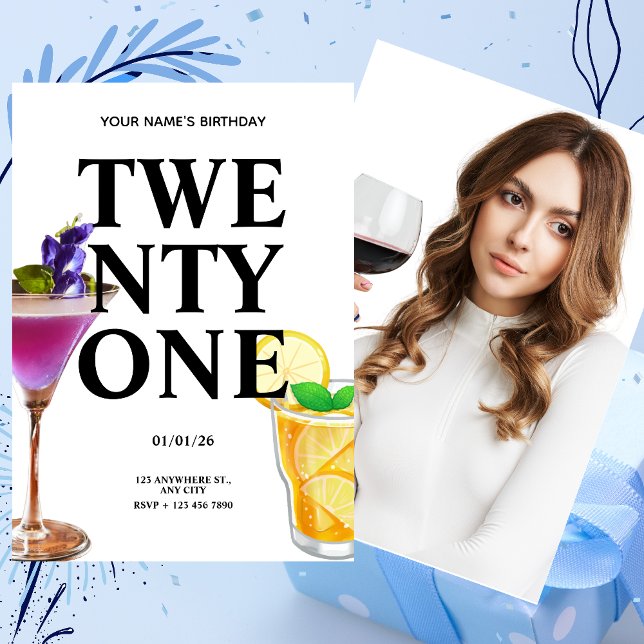 Convite Foto de coquetel de aniversário de 21 anos (Criador carregado)