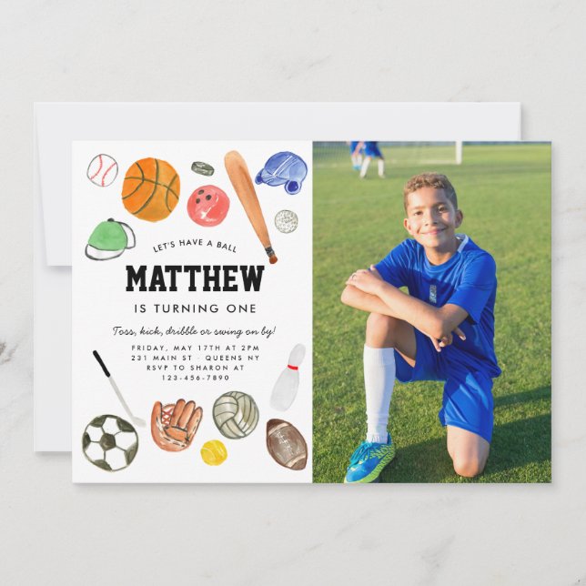 Convite Foto de Criança do Time de Esportes em Estrelas (Frente)