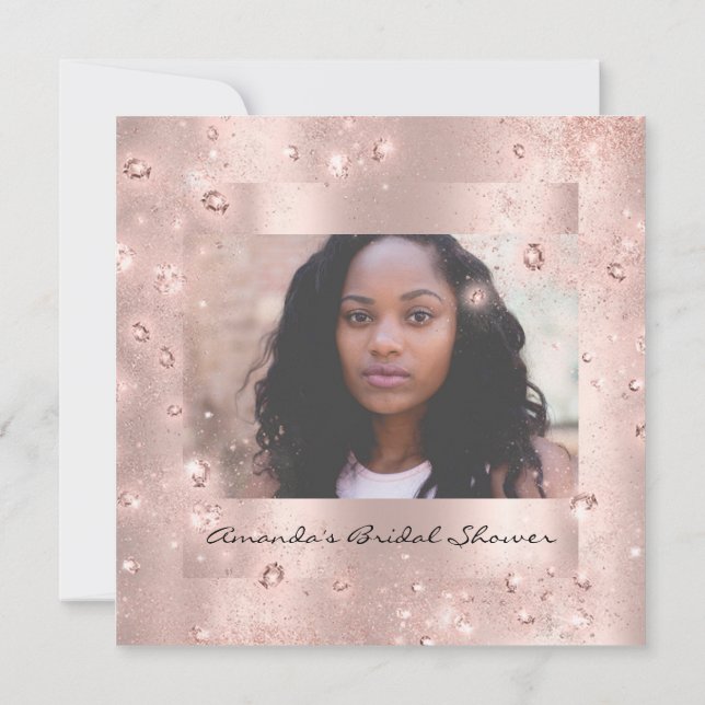 Convite Foto de cristais Rosa de aniversário de chá de pan (Verso)