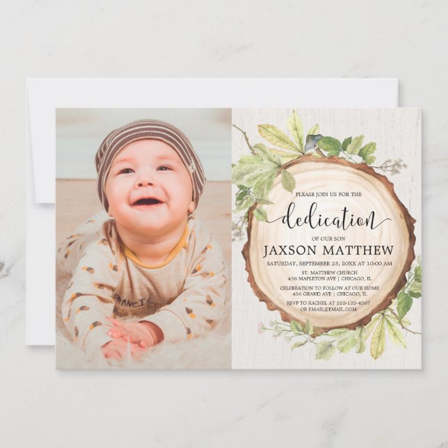 Convite Foto de dedicação russa da floresta verde (Frente)