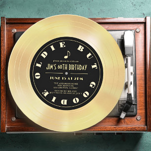 Convite Foto de Disco de Ouro/Disco de Vinil para Aniversá