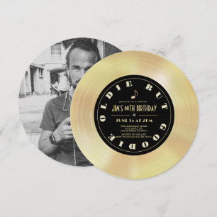 Convite Foto de Disco de Ouro/Disco de Vinil para Aniversá