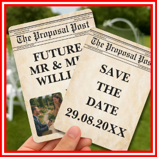 Convite Foto de diversão russa do jornal Salvar a data