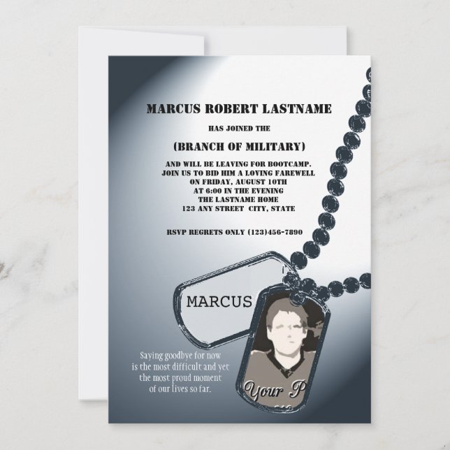 Convite Foto de Dog tags militares (Frente)