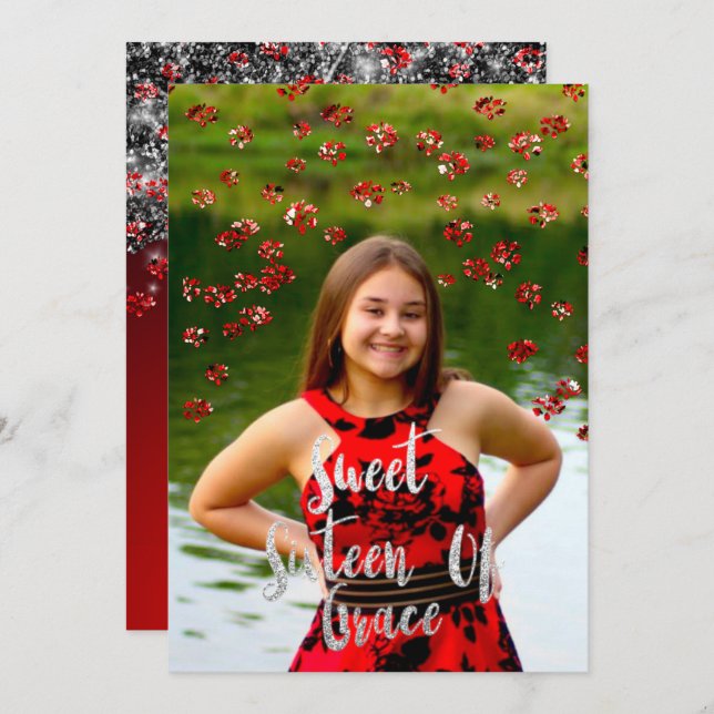 Convite Foto de Drivers de Prata de Cinza Vermelha da Swee (Frente/Verso)