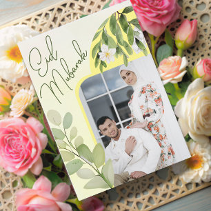 Convite Foto de Eid Mubarak Islâmico Floral da Modern Wate