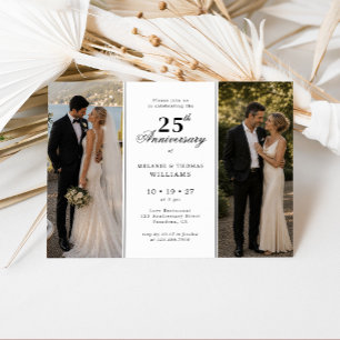 Convite Foto de Então e Agora 25º Aniversário de Casamento