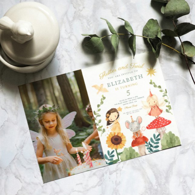 Convite Foto de Fada Encantada Encantada e Flutuante Anive (Criador carregado)