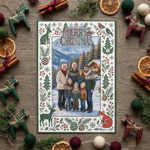 Convite Foto de Família de Natal Alpino de Inverno Nórdico