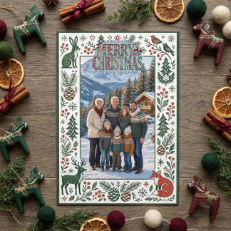 Convite Foto de Família de Natal Alpino de Inverno Nórdico