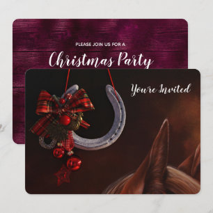 Convite Foto de ferradura de natal equestre pendurada