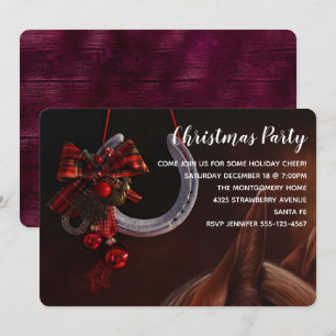 Convite Foto de ferradura de Natal pendurada de cavalo equ