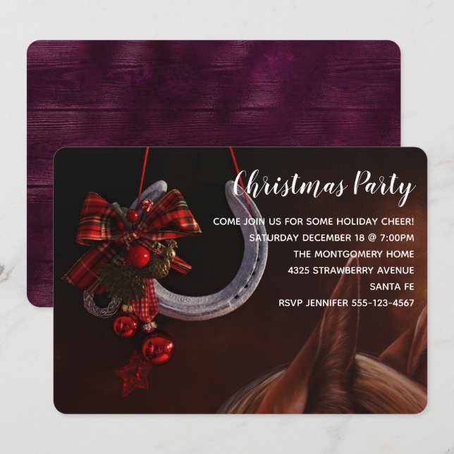 Convite Foto de ferradura equestre (Frente/Verso)