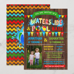 Convite Foto de Festa Combinada de Birthday da Piscina de 