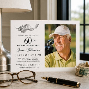 Convite Foto de festa de aniversário de 60 anos de golfe c