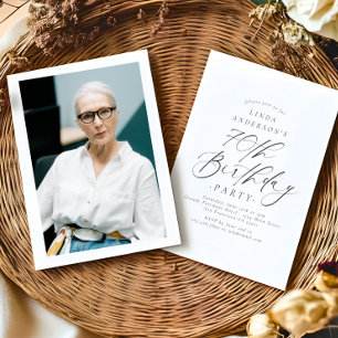 Convite Foto de festa de aniversário de 70 anos com letra