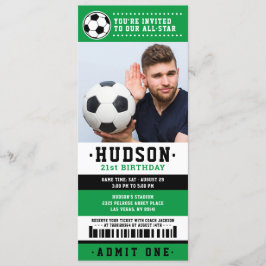 Convite Foto de Festa de aniversário de Bilhete Preto Verd