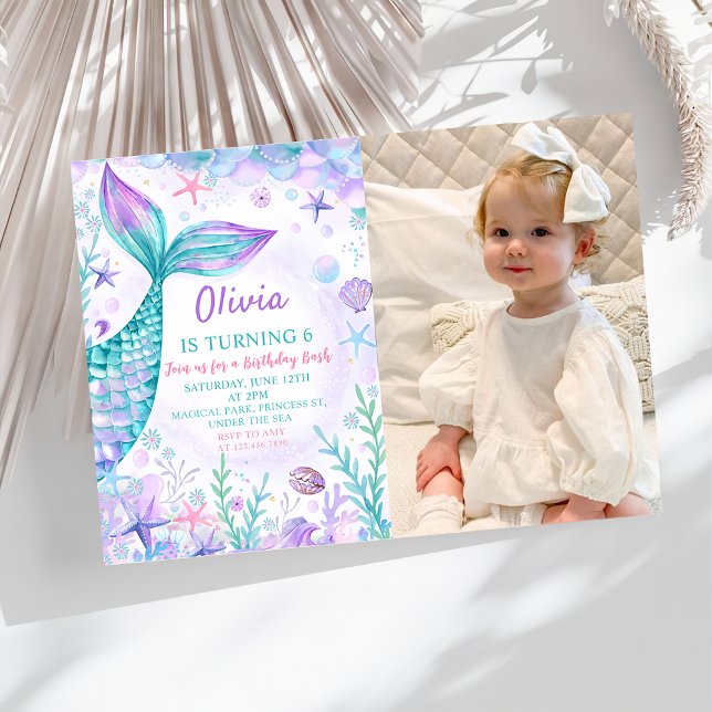 Convite Foto de Festa de aniversário de Cauda de Sereias M (Criador carregado)