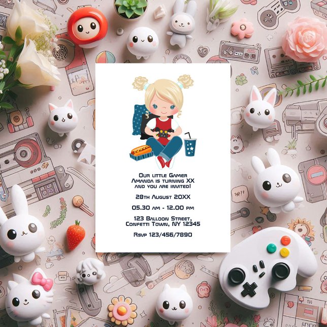 Convite Foto de festa de Aniversário de criança para jogos (Gaming-Themed Kids Birthday Party Photo Invitation)