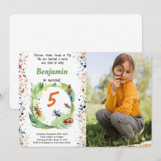 Convite Foto de Festa de aniversário de Inseto de Menino E