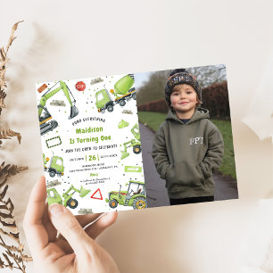 Convite Foto de Festa de aniversário de Tema de Caminhões 