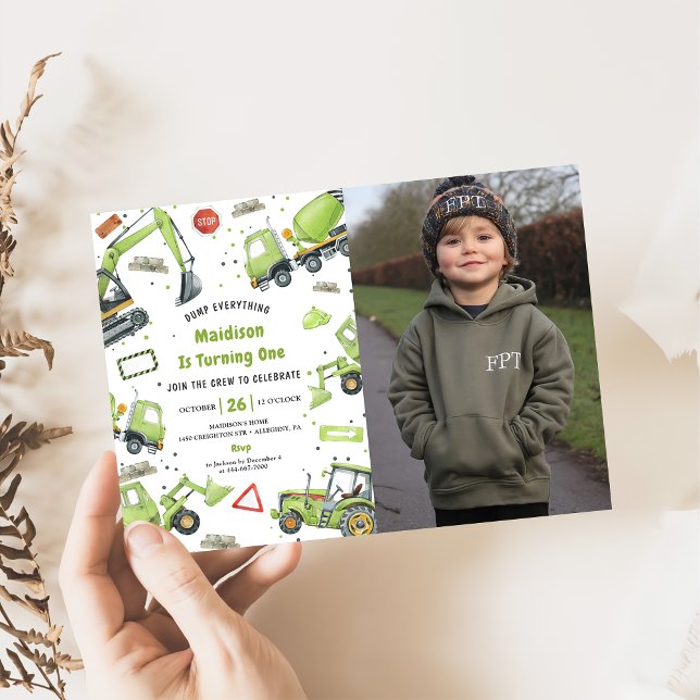 Convite Foto de Festa de aniversário de Tema de Caminhões  (Criador carregado)