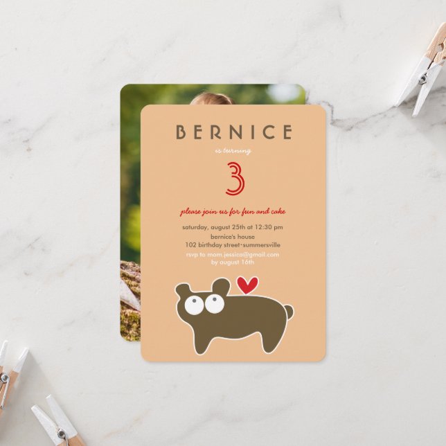 Convite Foto de Festa de aniversário do Bar Marrom do Cart (Frente/Verso In Situ)