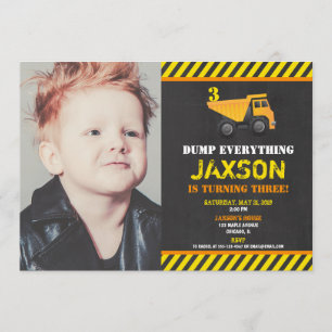 Convite Foto de festa de aniversário do caminhão de cons